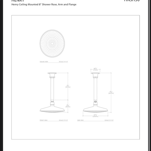 Waterworks Henry Ceiling Mounted 8” Shower Rose ONLY in Matte Nickel - Picture 7 of 7